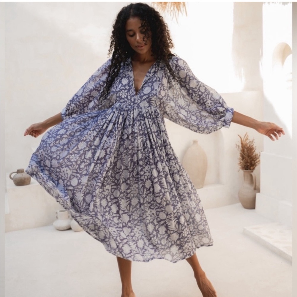 Daughters of India Kyra MIDI Dress - Blue Iris